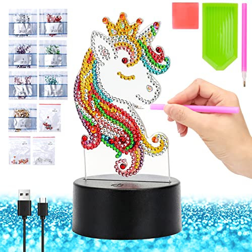 Fullove Geschenke für Mädchen, 5 – 10 Jahre, manuelle Aktivität: Einhorn, kreatives Spielzeug, Geburtstag, Nachtlicht