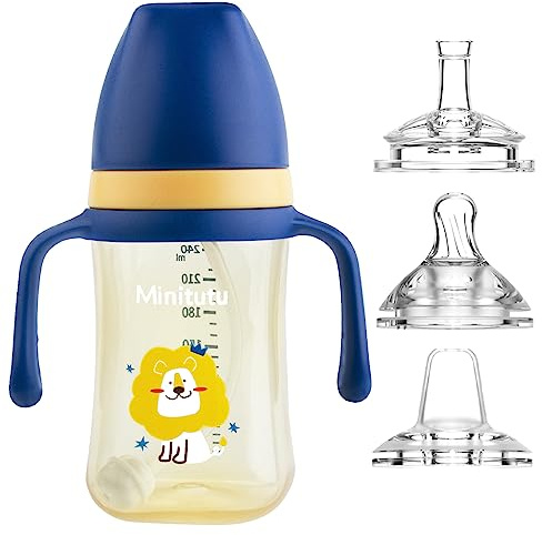 Qshare Vaso Aprendizaje Bebé y Niños Pequeños, Set de Vasos 360° con Asas, Vaso Antiderrame Libre de BPA para Bebés a Partir de los 6 Meses, Apto para Lavavajillas (amarillo)