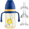 Qshare 3 in 1 Baby Cups & Sippy Cup with Straw and a Spout 240ML, Toddler Drinks Water Bottles Trainer Cup with Handles for Babies 6 12 Months(One Cup with 3 Nipples) (Yellow)