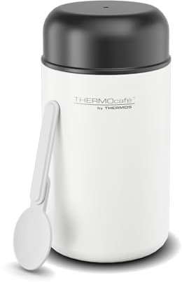 THERMOcafé by THERMOS TC DAILY FOOD JAR white mat 0,40l, 6h heiß & 12h kalt, mit Löffel, Thermobehälter für Essen aus Edelstahl, Lunchpot, auslaufsicher, für Büro und unterwegs, BPA-Frei