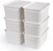 Winter Shore Weiße Korb Aufbewahrung mit Deckel [6er-Pack] - Stapelbare Aufbewahrungsbox mit Deckel Weiß für Schul- & Bürobedarf, Zubehör - Moderner Storage Basket für Schränke, Regale, Badezimmer
