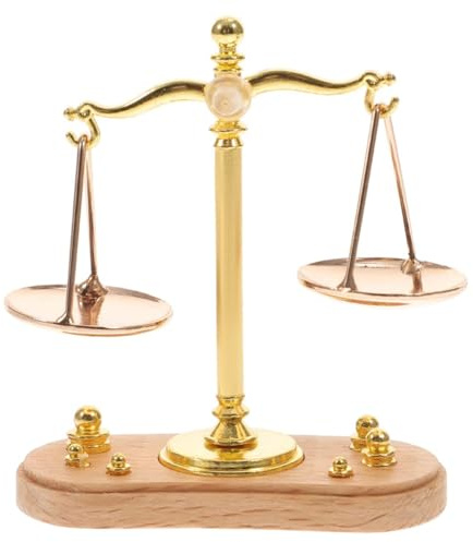 Namvo Mini Balance Scale Dollhouse Furniture 1:12 Scale Mini Libra Scale With 6 Balance Weights Metal Scale Justice Scale Model