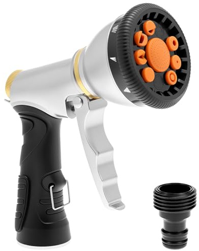 QWORK® Pistola de agua, pistola manguera jardin de alta presión con 9 funciones, para riego y lavado de autos