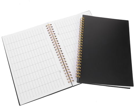 jojofuny Quaderno Contabilità 2 Pezzi Griglia Verticale e Orizzontale per Monitoraggio Spese Copertina in Pp, 60 Fogli Carta e Gestione Aziendale, Portatile per Ufficio