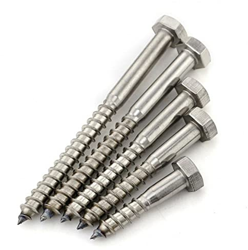 M12 A2 Stainless Coach Screw Hex Hexagon Head Wood Screws Lag Bolt 12mm DIN 571 by MultiScrew - All Lengths - Corrosion Resistant (10, M12 x 60mm)