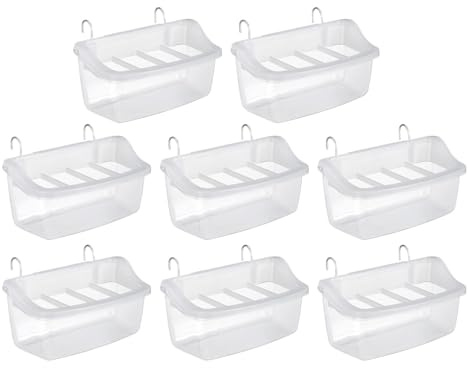 TOYANDONA 10 Piezas Comederos Colgantes para Jaula de Loro Cuencos Plásticos Antidesperdicio con Ranuras Dispensadores de Agua y Alimento Accesorios Resistentes para Periquitos y Hámsters