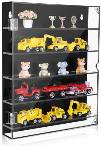 Hemobllo Acrylic Display Case for Collectibles Wall Mounted or Tabletop Model Car Display Cabinet 11.81X10.24X1.97In Clear Toy Car Storage Box for Scale Models and Small Cars