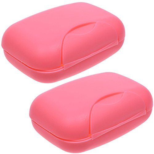 Inovat 2 Pcs Plastic Soap Case Holder Container Box Home Outdoor Hiking Camping Travel Pink