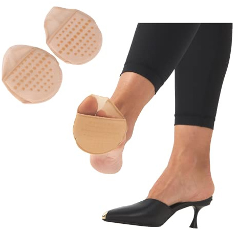 Flammi 6 Pairs Women's Toe Cover with Padding Toe Topper Liner Socks Non-Skid Bottom(Sheer-6beige)