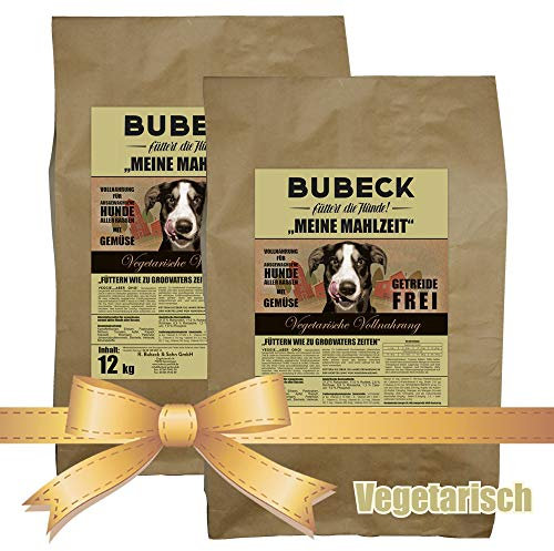 Trockenfutter für Hunde | Vegetarisch mit Äpfel & Kokosöl | Hundefutter getreidefrei | vegetarische Vollnahrung für Hunde | für futtersensible Hunde geeignet | 2 x 12 Kg | gebackenes Hundefutter
