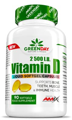AMIX - Suplemento Vitamínico - Vitamin D3 2500 I.U. Life en formato de 90 Cápsulas - Alto Contenido en Vitaminas y Minerales - Favorece el Mantenimiento Muscular