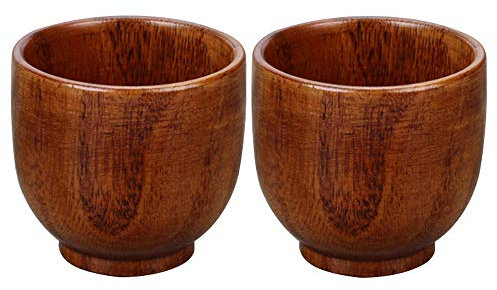 Coupe Du Jujube Tasse Ronde En Bois Massif - Tasses Japonaises Naturelles Pour Thé, Café, Saké - Gobelets Créatifs Faits À La Main - 2 Pièces