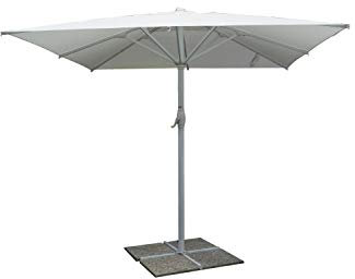 Stilè Gartenschirm weiß 3 x 3 m x 2,9 m quadratisch Gestell aus Aluminium mit Kurbel Abdeckplane aus Polyester 250 g/m² für den Außenbereich Pool Pavillon Terrasse Bar Hotel, Weiß, Groß