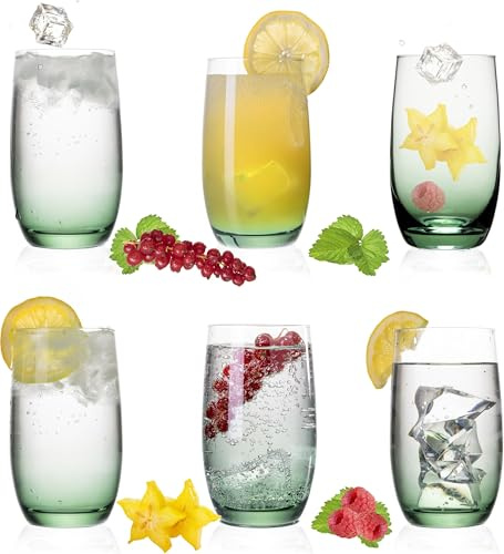 PLATINUX Elegant Ombré dricksglas grönt av glas 280 ml (max. 370 ml) 6 delar vattenglas juiceglas longdrinkglas