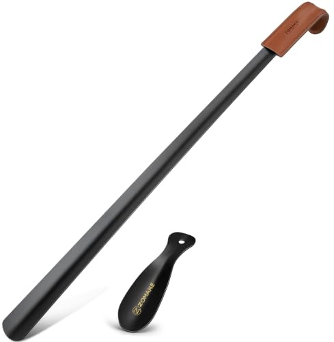 ZOMAKE Extra Long Shoe Horn, Metal Shoehorn Long Handled | Shoe Horn for Men Elderly Seniors Women, Large Shoe Spoon Helper Boot Horn
