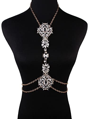 Strass bröstkedja 1 st damhalsband kroppskedja boho-strass-kroppskedja kropp kedja kedja bh kedja strand, bikini, ravefest, kroppssmycken för kvinnor och flickor kroppstillbehör