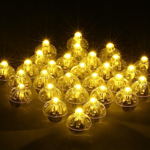 LIHAO 30 Piezas Mini Led Blanco Cálido para Globo, Redonda Luces de Farolillos de Papel, para Boda, Cumpleaños, Fiesta Exterior e Interior