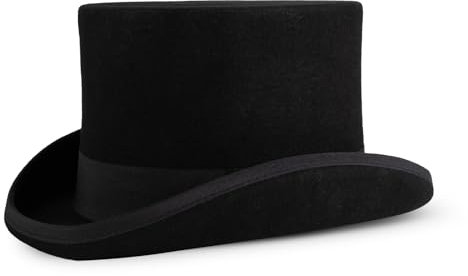 HIQIU Zylinder Hut Herren Theater Top Hut Damen Wollfilzhut Erwachsene Zylinder Hut Hoch Wollfilz Partyhut Kostüm Karneval Fasching (M（56-57cm）, Schwarz)