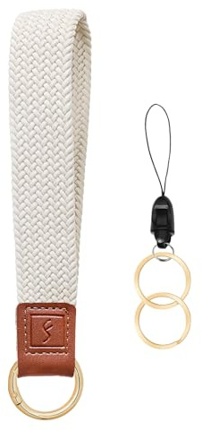 Fishent Stretchy Key Chain, Cute Keychain Wristlet, Woven Wrist Lanyard for Keys, Key Chains for Women Men Car Keys ID Badges Card Wallet Phone, Starlight