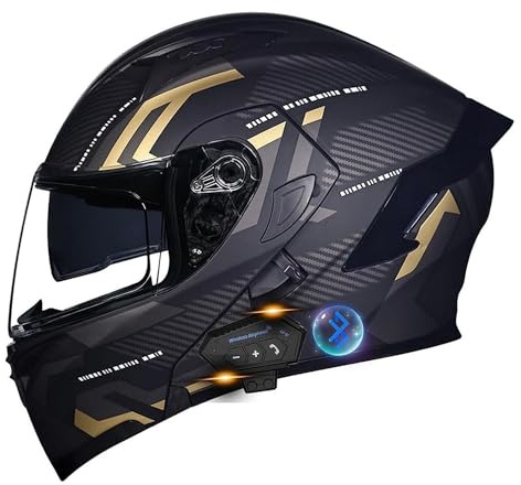 Caschi Modulari Apribili Moto con Dual Visor Casco Moto Modulare Integrali Bluetooth Integrato per Uomini e Donne con Altoparlante Incorporato,Certificazione ECE/DOT D,M