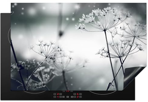 KitchenYeah© Cubre Vitrocerámica - Protector Vitroceramica Induccion 80x52 cm - Tapa Vitroceramica - Protector de Vitroceramica Flores - Invierno - Nieve - Naturaleza - Plantas