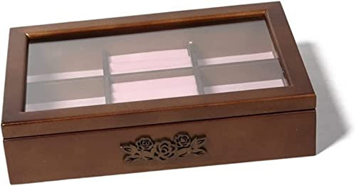 JFNHUTL Manschettenknopfetui aus Holz und Ringaufbewahrung, Schmuckschatulle für Manschettenknöpfe, Organizer-Box
