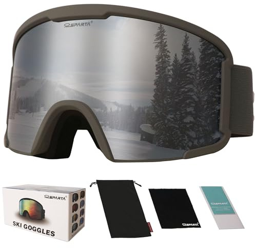 OUTDOORSPARTA OTG Ski Goggles Snow Sports Goggles Snowboarding Goggles for Men Women & Youth - 100% UV Protection & Anti-glare (9. Grey Frame, Full Lens Mirrored Silver)
