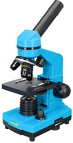 Levenhuk Rainbow 2L Azure Home Lab Kit STEM per Bambini con Microscopio Biologico Portatile 400x, Guida Agli Esperimenti Illustrata a Colori, Campioni Preparati e Strumenti Scientifici (IT)