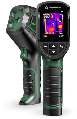 AMPBANK Wärmebildkamera 240x240 TISR IR-Auflösung, 24-Stunden Akkulaufzeit Handheld Wärmebildkameras, 25Hz Bildwiederholrate, -20℃ bis 450℃, H128 Kompakte Thermal Camera mit Temperaturalarm, IP65