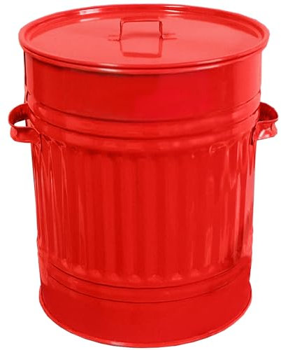 Ash Bucket for Indoors and Outdoors - Large Ash Bucket Corrugated with Lid - 30 L Ash Bucket in Red - Fireplace Ash Bin - 30 Litre
