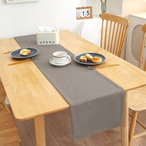 AMFUN Camino de mesa moderno de poliéster, color gris, 30 x 120 cm, decorativo, impermeable, para exteriores y hogar