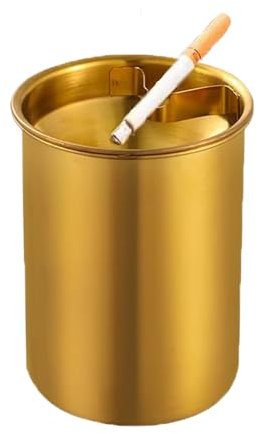 GZTFPQ Ashtray, Windproof Cigarette Ash Tray for Outdoor Indoor, Metal, Modern, Gold