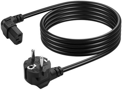 CERRXIAN Cavo di alimentazione europeo Schuko CEE 7/7 a IEC320 C13, 3 pin, 18 AWG 10 A/250 V, spina Schuko ad angolo retto a 90 gradi, cavo IEC 320 C13, cavo di alimentazione AC standard per computer