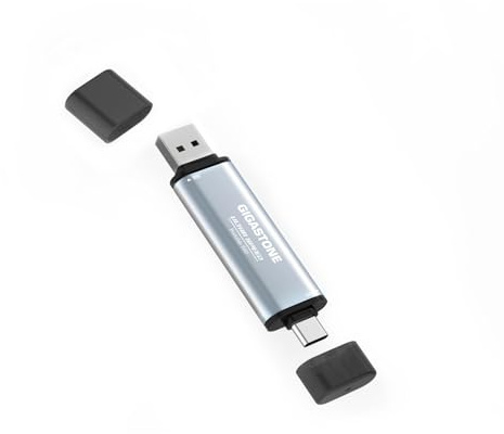 Gigastone SSD Externe 2To USB-A+C jusqu'à 1,050 Mo/s pour PS5 iPhone16 4K 60fps ProRes USB 3.2 Gén2 Disque Dur SSD Portable pour MacBook iPad PlayStation Xbox Duo Go