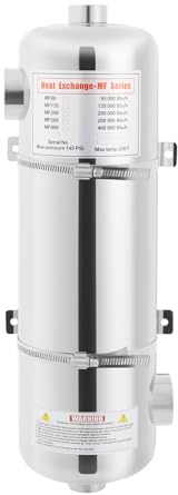 ROGONPDK Calefacción para piscina de acero inoxidable de 60 kW, intercambiador de calor, calefacción para piscina, 485 × 134 mm, calentador de piscina, intercambiador de calor para piscina