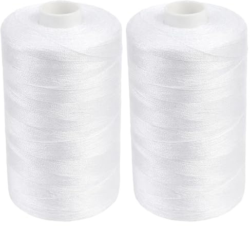 2pcs 1000yard NäHgarn Weiß NäHgarn Hochgeschwindigkeits-Polyestergarn Zum HandnäHen FüR NäHmaschine & HandnäHen, Allzweck-NäHmaschinengarn FüR HeimnäHerei/Reparaturen Farbecht Und Pillingresistent