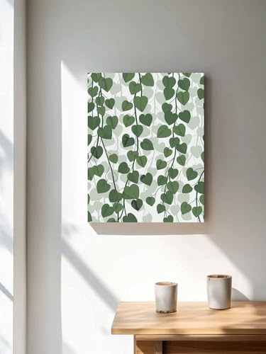 Spring Plants Ivy Canvas Wall Art,Vertical Wall Art Paintings Ready to Hang, Green Heartleaf Philodendron Artwork Decor for Living Room Bathroom Bedroom,36x48In