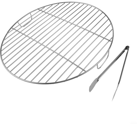 Grillgaller i rostfritt stål, 304 runt grillgaller med tänger för Weber kolgrillar, rostbeständigt grillmatlagningsställ (53 cm)