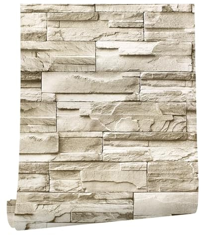 Papel Pintado Pared Papel tapiz autoadhesivo de piedra for decoración del hogar, TV, fácil pelar y pegar para Mueble