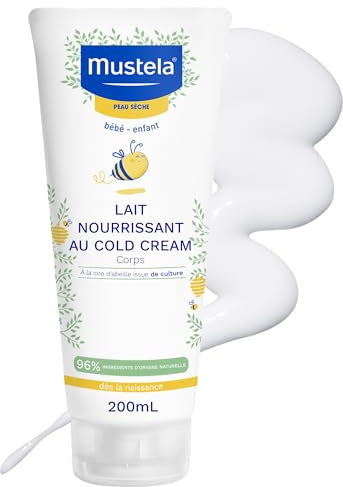 Mustela Latte Nutriente CC, Cold Cream Naturale, Burro di Karité, Corpo, Neonati e Tutta la Famiglia - Idratante Quotidiano, Specifico per Pelle Secca, 95% Ingredienti di Origine Naturale (200ml)