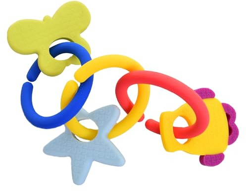 Gummee Link n Teethe, 3-6 Months Silicone Teething Rings & Teething Toys for Baby, Helps to Soothe Achy Baby Gums & Develop Sensory Skills - Baby Teething Toy, Ring Shaped Linking Teethers for Babies