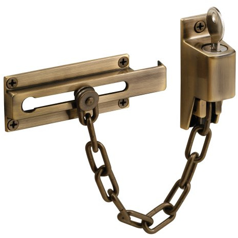 Prime-Line U 9914 Steel, Antique Brass, Keyed Chain Door Guard (Single Pack)