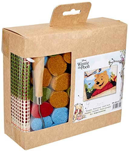 Vervaco Knüpfteppich Winnie The Pooh Knüpfpackung zum Selbstknüpfen eines Teppichs, Stramin, weiß, 45 x 35 x 0,3 cm