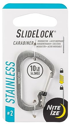 Nite Ize Locking Carabiner Clip, Silver, 1-3/32 in., Stainless