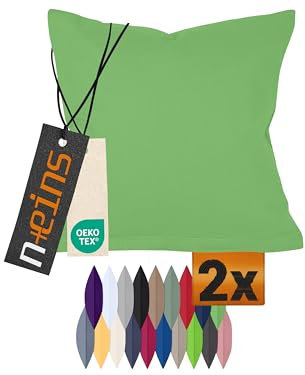 npluseins Doppelpack Baumwoll-Kissenbezüge - Moderne Wohndekoration in schlichtem Design 317.361, 40 x 80 cm, grün