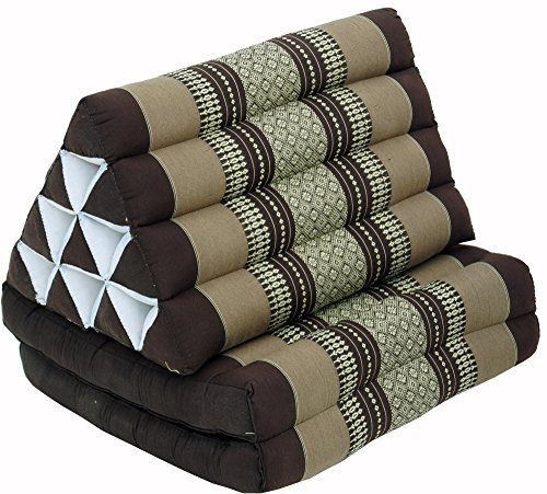 Guru-Shop Cuscino Tailandese, Cuscino Triangolare, Kapok, day bed con 2 Cuscini - Marrone, 30x50x120 cm, Cuscino Thai / 2 Supporti