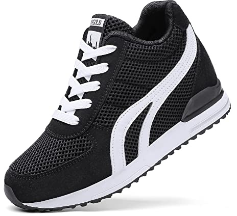 AONEGOLD® Damsneakers, kilklack, 7 cm, sportskor, ventilerande, nätlöparskor, utomhus, fritidsskor, sneakers, svart, 36 EU
