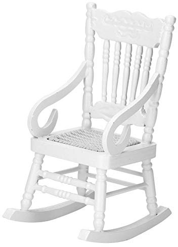 Puppenhaus Schaukelstuhl, 1/12 Leichte Hölzerne Puppenhaus Möbel Set Spaß Sessel Sofa Modelle Früherziehung Spielen Spiel Puppenhaus Zubehör für Baby(Weiß)