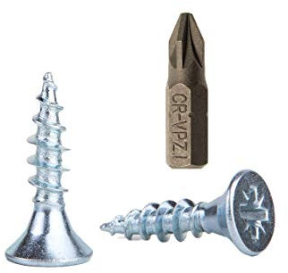 (Paquete de 1000 piezas) Tornillos para madera de acero galvanizado, 2,5 x 16 mm, tornillos de cabeza avellanada, tornillos de aglomerado (1000)