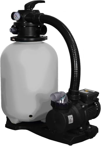 ESPA LEADER Equipo de Filtración Bomba de Agua y Filtro Compact 350, para Piscinas hasta 48 m³, Carga de Arena 35 kg, Compatible con Agua Salada, Válvula 6 Posiciones, Manómetro y Purga de Aire